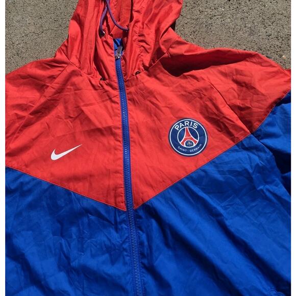 Nike PSG Paris St Germain Windbreaker Jacket Size Large Blue/Red - Picture 1 of 10